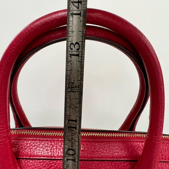 Ralph Lauren Red Leather Satchel With Crossbody Strap - Picture 9 of 14